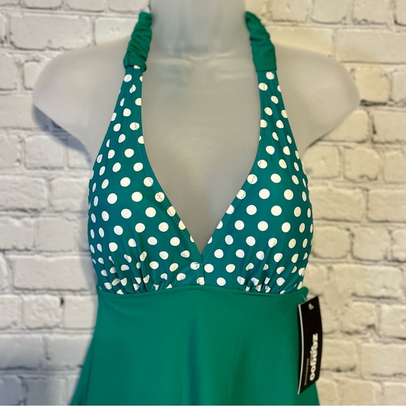 NWT Womens Green and White Swimdress Swimsuit- Small - Picture 2 of 10